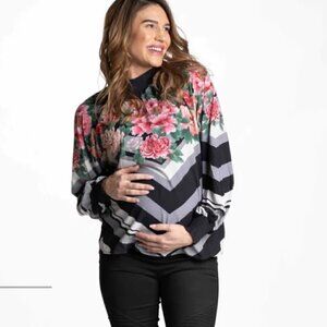 Jealous Tomato High Neck Long Sleeve Blouse Small Floral